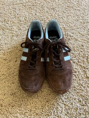 Gola Brown Suede Men's Sneakers with White Stripes